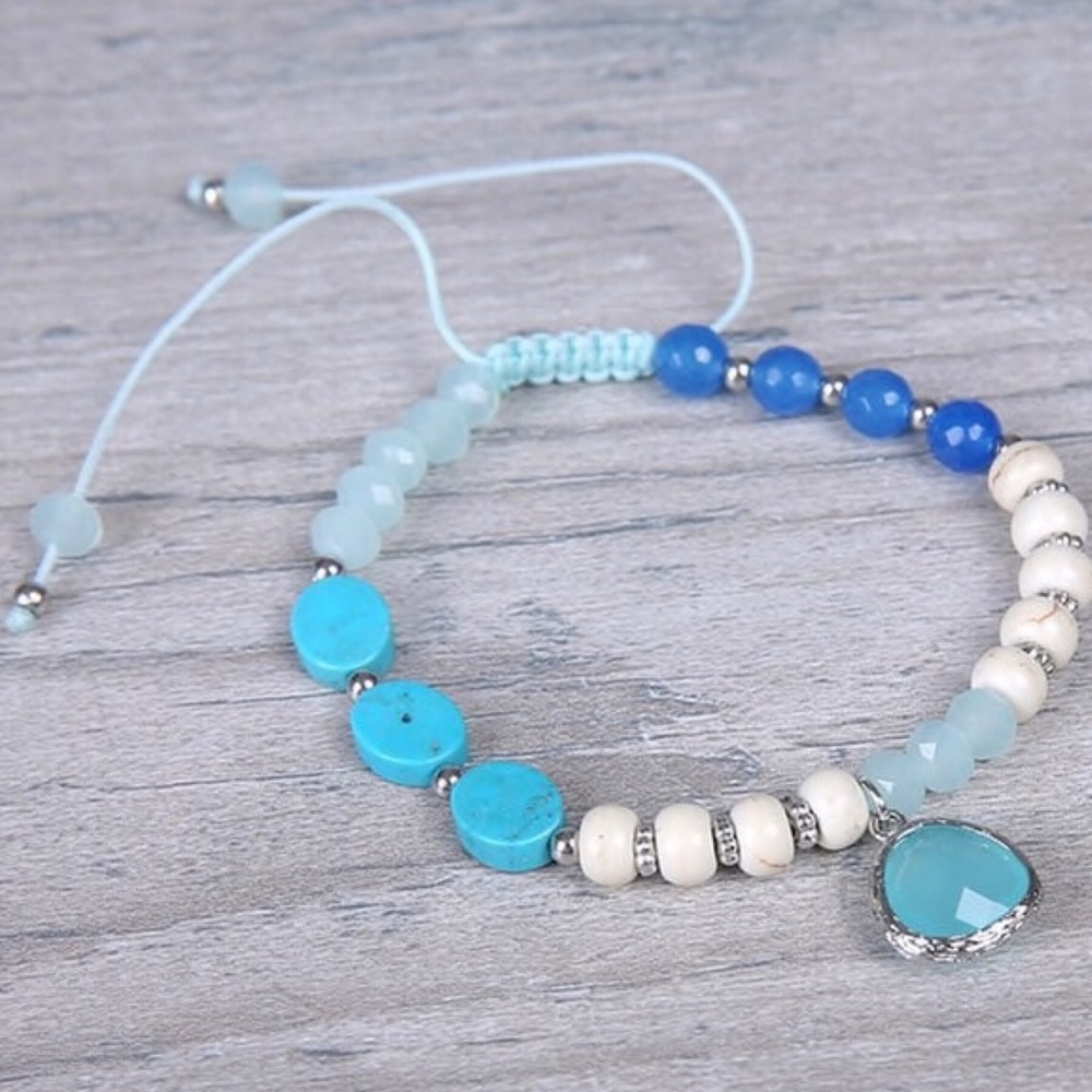 3-$15 Elly Fiji Turquoise Beaded Artisan Charm Bracelet - Picture 2 of 5